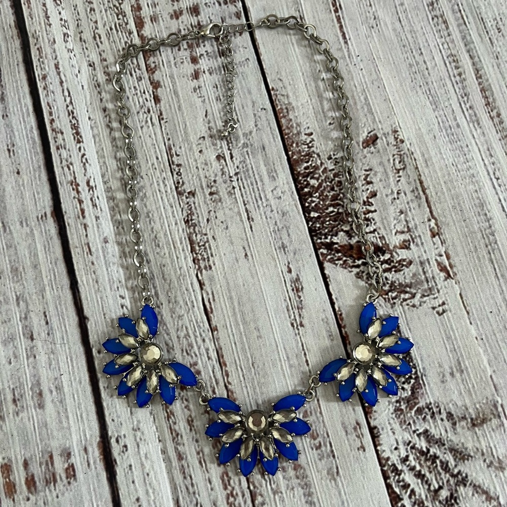 Blue and silver statement necklace